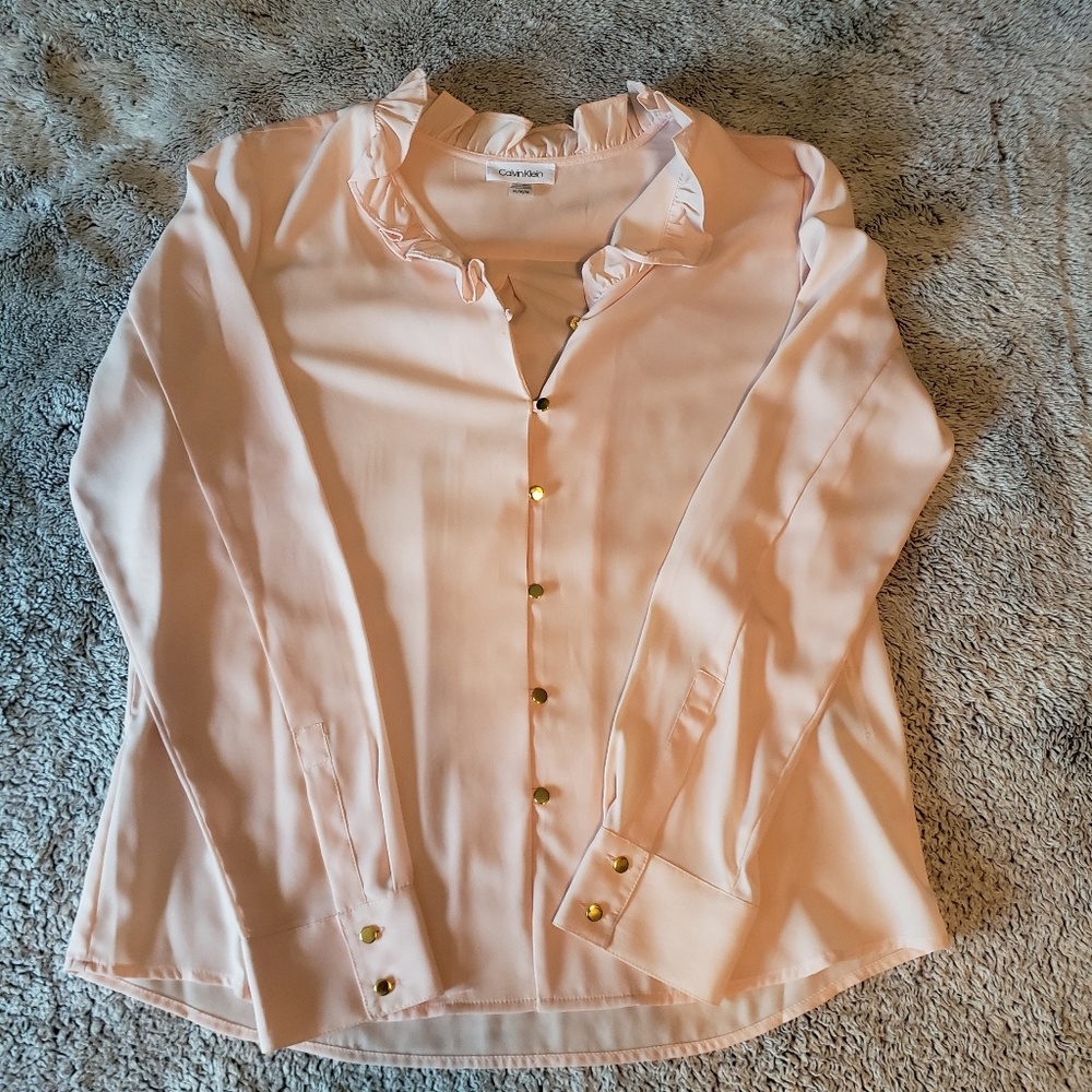 Calvin Klein sheer button front blouse